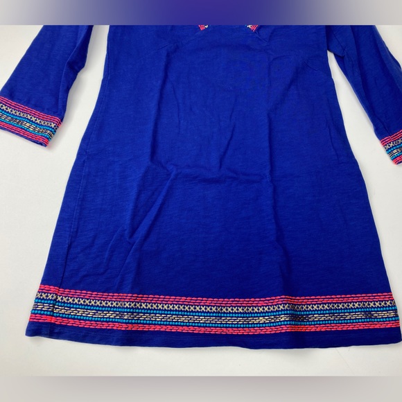 Boden Blue Multicolored Embroidery Dress Vneck Size 2 - Picture 3 of 10
